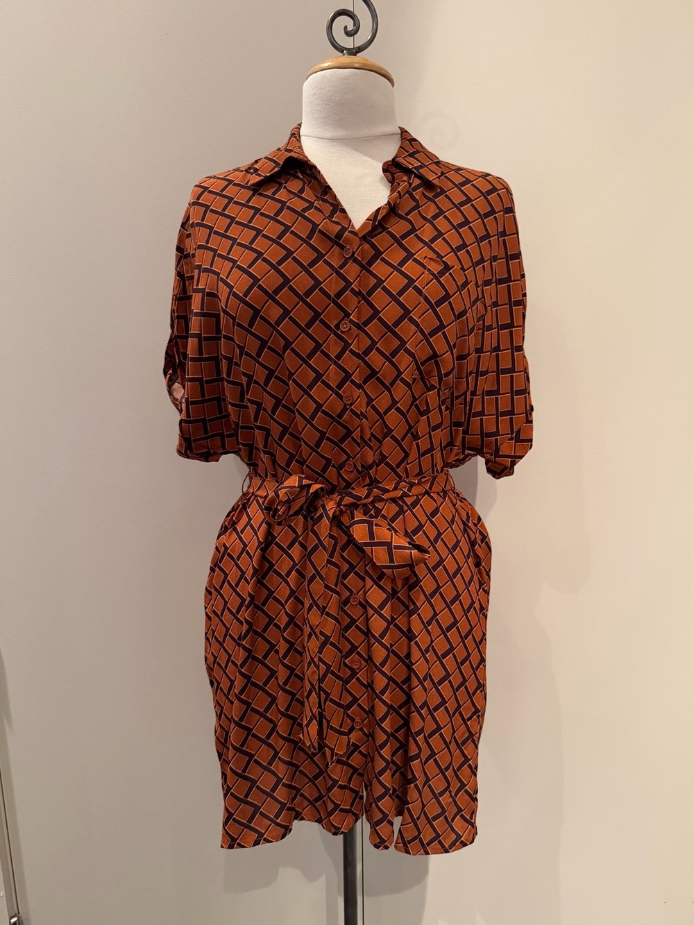 Forever 21 Geometric Print Tie-Waist Dress
